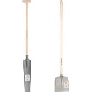 SHW-FIRE Professional Drainage Spade and Holsteiner Shovel Silver - Ideal Set for Gardening