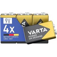 VARTA Batteries 9 V Block Batteries, Pack of 4, Power on Demand, Alkaline, Storage Pack, Smart, Flexible, Powerful, Ideal for Smoke Detectors, Fire and Fire Detectors [Exclusive to Amazon]