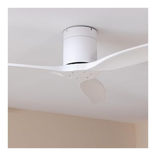  Cecotec - Deckenventilatoren EnergySilence Aero 5500 Aqua White&White Connected, DC 40 W Motor, Wi-Fi-Steuerung, Innen- und Außengebrauch, 3 Flugel, 6 Geschwindigkeiten, Weiß