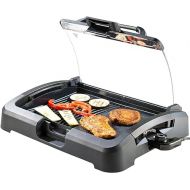 Rosenstein & Sohne Electric Grill: XL Table Grill with Glass Lid, Ceramic-Coated Grill Plate, 2,200 W (Electric Grill with Glass Lid, Electric Grill Ceramic, Ceramic Plate)