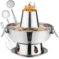 1.8 Litre Camping Stove Hot Pot Stainless Steel Chinese Charcoal Hotpot, Chinese Meat Fondue Lamb Cooker Outdoor Picnic Stove