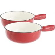 Rosenstein & Sohne Fondue Caquelon: Set of 2 Cast Iron Cheese Fondue Pots, 24 cm (Fondue Rechaud Cast Iron, Fondue Coaster)