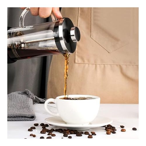  Zephyrize French Press Kaffeebereiter 600ml, Franzosische Presse Glas Kaffeemaschine, Franzosische Presse Kaffeemaschine hitzebestandige Glas Teemaschine, leicht zu reinigen Filter(schwarz)