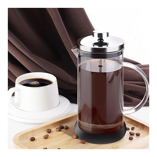  Zephyrize French Press Kaffeebereiter 600ml, Franzosische Presse Glas Kaffeemaschine, Franzosische Presse Kaffeemaschine hitzebestandige Glas Teemaschine, leicht zu reinigen Filter(schwarz)