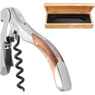 Pulltex Sommelier Knife Toledo Rosewood Handle Rose Wood in Wooden Case with Laser Engraving Corkscrew Metal Double Lever