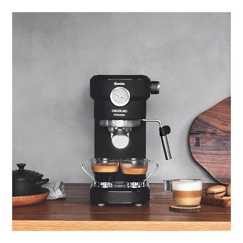  Cecotec Cafelizzia 790 Schwarz Pro Espresso Machine for Espresso and Cappuccino with Pressure Gauge, 1350 W, Thermoblock System, 20 Bar Pressure, Automodus 1-2 Coffees, Swivel Steam Tube, 1.1 L, Black