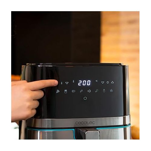  Cecotec Heißluftfritteuse 5,5 L Cecofry Full InoxBlack Pro 5500. 1700 W, Fritteuse ohne Ol, Diat und Digital, Touchpad, Edelstahl-Finish, PerfectCook-Technologie, Thermostat, 8 Modi