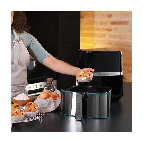  Cecotec Heißluftfritteuse 5,5 L Cecofry Full InoxBlack Pro 5500. 1700 W, Fritteuse ohne Ol, Diat und Digital, Touchpad, Edelstahl-Finish, PerfectCook-Technologie, Thermostat, 8 Modi