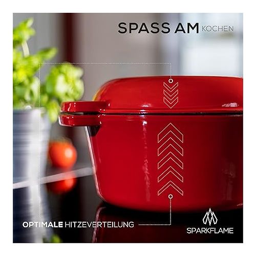  Vulcanus Enamel Cast Iron Pot with Lid, High-Quality & Durable, Ensures True Taste Explosions, Ideal as a Roasting Pan, Casserole Dish, Bread Tin