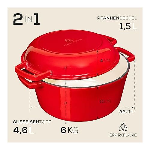  Vulcanus Enamel Cast Iron Pot with Lid, High-Quality & Durable, Ensures True Taste Explosions, Ideal as a Roasting Pan, Casserole Dish, Bread Tin