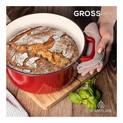  Vulcanus Enamel Cast Iron Pot with Lid, High-Quality & Durable, Ensures True Taste Explosions, Ideal as a Roasting Pan, Casserole Dish, Bread Tin