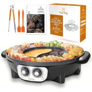 Food Party Hot Pot and Table Grill Electric Hotpot Pot Electric Grill 220 V 2200 W 2 in 1 Electric Hot Pot Indoor Korean BBQ Grill Thai Barbecue Fondue Raclette XXL for 8 People