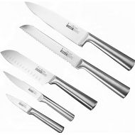 BFYLIN Knife Set, 5 Pieces, Kitchen Knife Set, Chef's Knife Set, Chef's Knife, Sharp Stainless Steel Knife, Chef's Knife, Bread Knife, Santoku Knife, Vegetable Knife, Paring Knife (5 Piece Set)