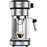 Cecotec Espressomaschine mit Doppelauslauf Cafelizzia Steel. 1350W, Siebtrager mit zwei Filtern, schwenkbare Dampfduse, 20 bar Druck, abnehmbarer 1,2L Wassertank, Edelstahl.