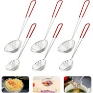BUENTYA Pack of 6 Kitchen Strainers, Stainless Steel Fondue Strainer, Slotted Spoon, Kitchen Strainer, Stainless Steel Sieve, Small Fondue Strainer with Handles, Ladle, Straining Spoon, Grid Spoon for