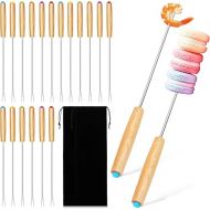 Stainless Steel Barbecue Fork Fondue - Set of 18 Fondue Forks with Wooden Handle, Fondue Cutlery Made of Stainless Steel, Fondue Skewers 24 cm Length