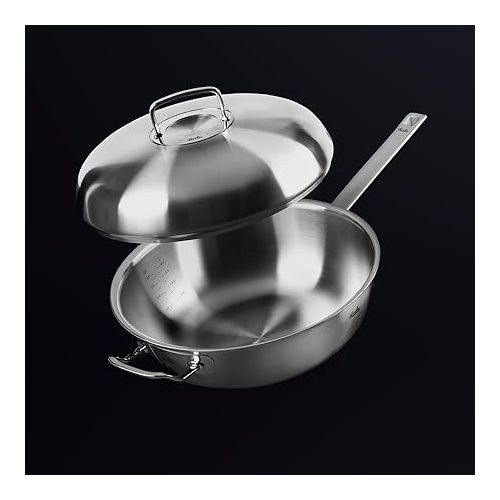  Fissler Original Profi Collection / Stainless Steel Wok Pan (Diameter 32 cm - 6.4 L) with Metal Lid, 5-Ply Premium Multilayer Material Optimal Heat Distribution - Suitable for Induction Cookers