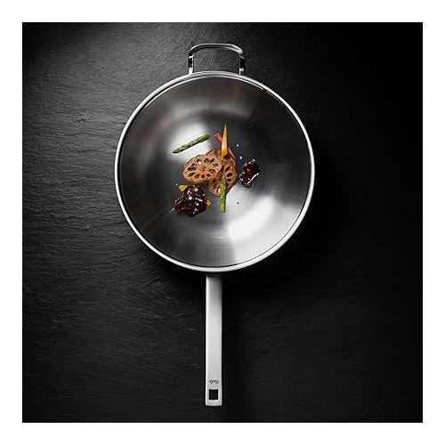  Fissler Original Profi Collection / Stainless Steel Wok Pan (Diameter 32 cm - 6.4 L) with Metal Lid, 5-Ply Premium Multilayer Material Optimal Heat Distribution - Suitable for Induction Cookers