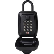 Key Safe with Number Code, 12 Digit Key Safe Push Button Lock Box, Hanging Key Safe Weatherproof Key Box Outdoor for Garage, Office, Home, Office and Airbnb - Black