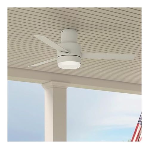  HUNTER Fan Gilmour 50938 Ceiling Fan for Indoor and Outdoor Use with Lighting and Remote Control, Matte White, 3 Blades in Matte White, Ideal for Summer and Winter