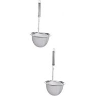 BESTonZON 2-Piece Stainless Steel Fondue Pot Set, Tortellini Frying Basket, Pasta Basket, Cooking Strainer, Spaghetti Basket, Reusable Strainer, Spoon, Cooking Filter, Ladle