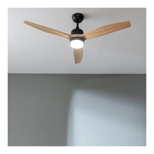  Cecotec - Deckenventilatoren mit Licht EnergySilence Aero 5275 Black&LightWood, 132 cm mit 40W DC-Motor, Fernbedienung, Doppelhohe LED-Licht, Timer, Wintersommermodus