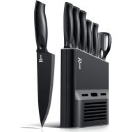 Knife Set with Knife Block Set, 7-Piece Chef's Knife Set with Knife, Scissors, Knife Block for Chopping Meat/Vegetables/Fruit, Slicing, Dicing