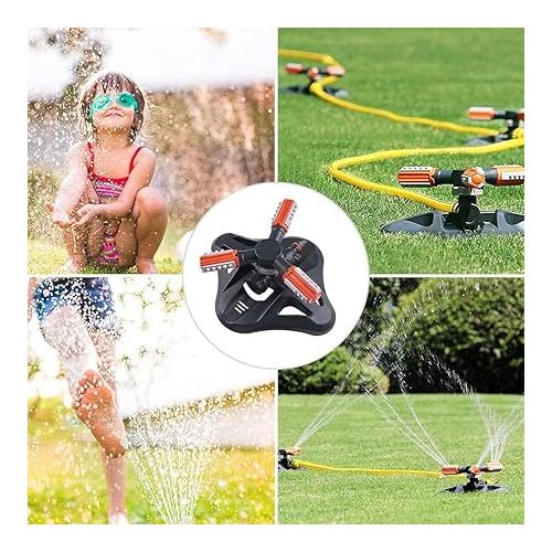  Garden Sprinkler, Automatic 360 Degree Rotating Lawn Water Sprinkler, 3-Arm Sprinkler, Gardena Rotating Sprinkler Sprinkler for Watering Systems for Lawn, Plants, Flowers, Vegetables