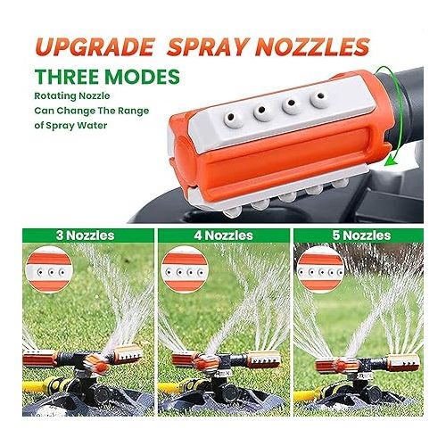  Garden Sprinkler, Automatic 360 Degree Rotating Lawn Water Sprinkler, 3-Arm Sprinkler, Gardena Rotating Sprinkler Sprinkler for Watering Systems for Lawn, Plants, Flowers, Vegetables