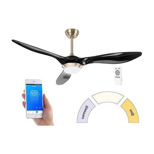  Sichler Haushaltsgerate Smart Ceiling Fan: 2-in-1 WiFi Ceiling Fan & LED Lamp, Voice Control, Timer, 1000 lm (Ceiling Fan Alexa Compatible, Ceiling Fan Smart Home)