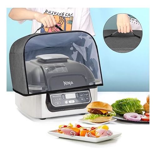  Luxja Cover for Ninja Foodi Grill & Air Fryer, Grill Cover for Ninja Indoor Grills, Protective Cover for Electric Table Grills (such as Ninja Foodi AG301, AG302, AG400), Transparent Front