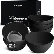 MIAMIO 6 x 800 ml - Bowl Set/Cereal Bowl Set - Modern Bowls Matt - Large Bowls Set - Palmanova Collection (Black)