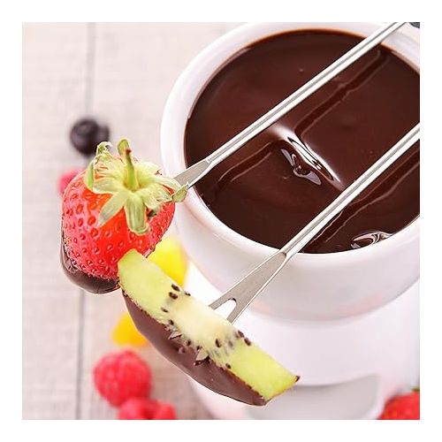  Bestonzon Stainless Steel Fondue Forks - Cheese Fondue Forks with Heat Resistant Handle for Chocolate, Fondue, Cheese, Marshmallow Roaster, 24 cm, Pack of 12