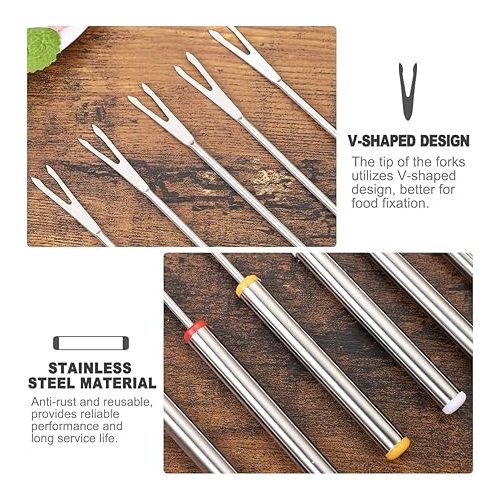  Bestonzon Stainless Steel Fondue Forks - Cheese Fondue Forks with Heat Resistant Handle for Chocolate, Fondue, Cheese, Marshmallow Roaster, 24 cm, Pack of 12