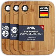 vendify® Breakfast Board Bamboo Chopping Board Set of 3 28 x 20 cm - Kitchen Board Set Wood