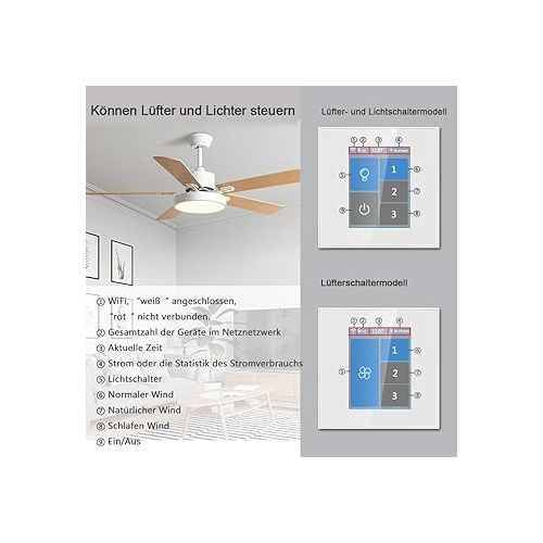  LANBON L8-HF 220V Universal Ceiling Fan Control and Ceiling Fan Light Switch Kit by Wifi Mesh Never Be Offline, Supports Alexa & Google Home & Siri & Home Assistant, Neutral Wire Required, White
