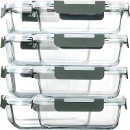 M MCIRCO 8 Packs 860 ml Glass Food Storage Containers Set for Food, Dishwasher, Microwave & Freezer Friendly - Leak-Proof,