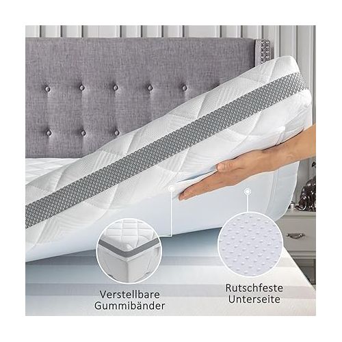  BedStory Gel Topper 120 x 200 cm H3/H4 Made of 10 cm Height Cold Foam Core, Breathable 3D Mesh Cover, Comfortable Mattress Topper for Box Spring Bed and Uncomfortable Beds Sofa Bed