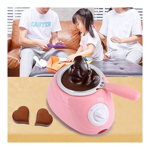  DEWIN Chocolate Melter, Electric Chocolatiere Machine, Chocolate Melting Electric Praline Melting Pot, Melter Machine, Kitchen Tool with DIY Mould Set (Pink)