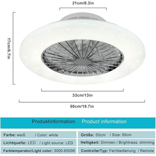  Depuley LED Ceiling Fan with Lamp Timer, Adjustable Wind Speed and Colour Temperature, Dimmable Fan Ceiling Light with Remote Control, Ultra Quiet Ceiling Fan for Living Room