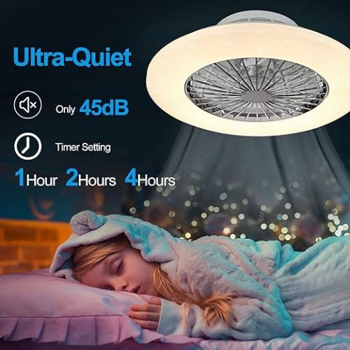  Depuley LED Ceiling Fan with Lamp Timer, Adjustable Wind Speed and Colour Temperature, Dimmable Fan Ceiling Light with Remote Control, Ultra Quiet Ceiling Fan for Living Room