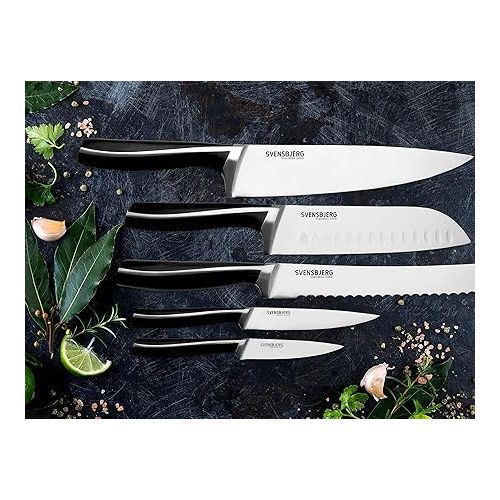  Svensbjerg SB-KS301 5-Piece Kitchen Knife Set, Chef's Knife Professional Knife, Kitchen Knife Sharp, Sharp Knife, Stainless Steel Knife, Fruit, Vegetables, Meat