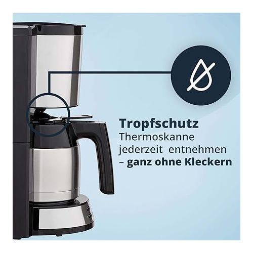  KHG TKA-183SE Plastic/Stainless Steel Coffee Machine in Black/Silver with Stainless Steel Thermal Jug 1 Litre Capacity for 8 Cups Permanent Filter Automatic Shut-Off LCD Display