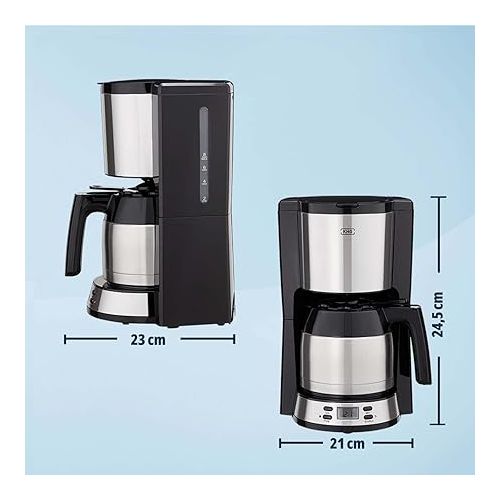  KHG TKA-183SE Plastic/Stainless Steel Coffee Machine in Black/Silver with Stainless Steel Thermal Jug 1 Litre Capacity for 8 Cups Permanent Filter Automatic Shut-Off LCD Display