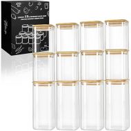 LIBWYS Storage Jars with Lids, Set of 12 Square Storage Glass Jars - in 2 Sizes: 1000 ml, 600 ml - Kitchen Airtight Storage Jars, Glass Container Set