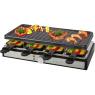 Bomann RG 6039 CB Raclette Grill, Raclette for up to 8 People, for Grilling and Baking, with Large Non-Stick Grill Plate (42 x 21 cm) and 8 Pans + Wooden Spatula, 1400 Watt