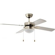 EGLO Gelsina Ceiling Fan, 4 Blades Fan with Pull Chain, Lighting and Summer Winter Operation, Wing Material MDF in Silver, AC Motor, Diameter 106.6 cm