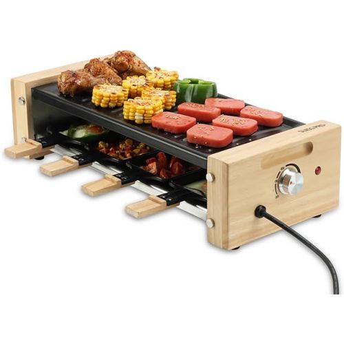  Swiss Pro+ Raclette Persons 8 - Raclette Machine with Non-Stick Coating - Raclette Large 1200 W - Racklette Grill for 8 People - Ceramic - Black