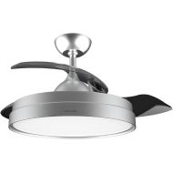 Cecotec Ceiling Fan with Retractable Blades and EnergySilence Aero 4280 Invisible Steel Lamp. 40 W, Diameter 106 cm, Timer, 3 Light Tones, Summer Winter Function