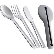 ee - 4-piece camping cutlery set including silicone case made of high-quality stainless steel - Outdoor hiking & travel cutlery for 1 person - Cutlery with fork, knife & spoon for survival equipment